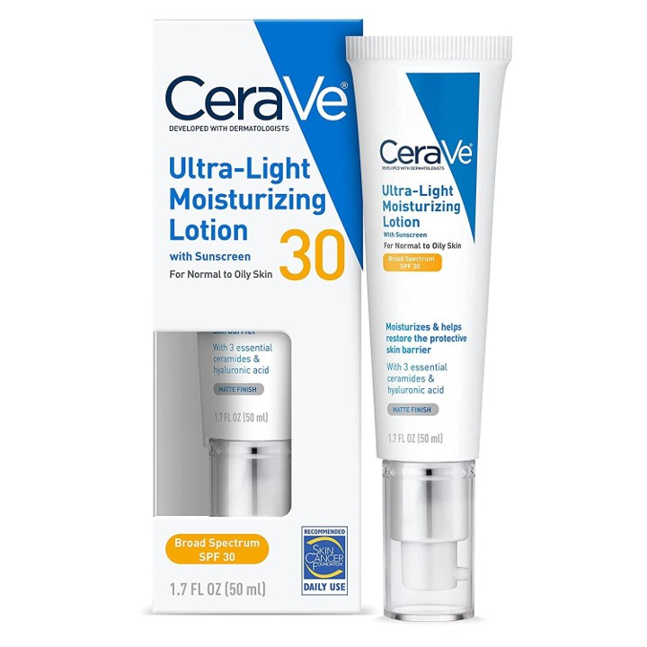 CeraVe Ultra Light Moisturising Lotion Sunscreen SPF30 50ml. เซราวี อัลตร้า โลชั่น กันแดด ผิวแพ้ง่าย
