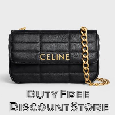 celine-กระเป๋าสะพายไหล่พร้อมสายโซ่-matelasse-monochrome-celine-ผลิตจากหนังลูกวัวควิลต์