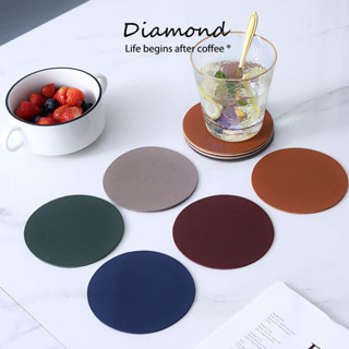 ❤ Diamond Coffee ที่รองแก้ว แผ่นรองแก้วหนัง2สีคู่หน้าหลัง ด้านหน้า ด้านหลัง ด้านหน้า ด้านหลัง