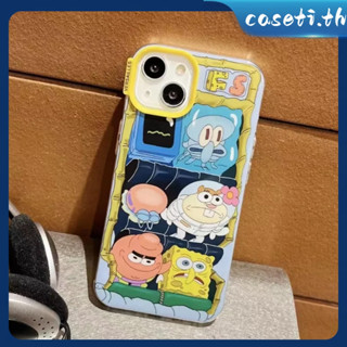 คูปองเคลม🎀เคสไอโ case for iphone 11 12 ตัวการ์ตูน สปองบ็อบ ปริศนา  เคส 14 13 12 11 pro max เคสมือถือกันกระแทก