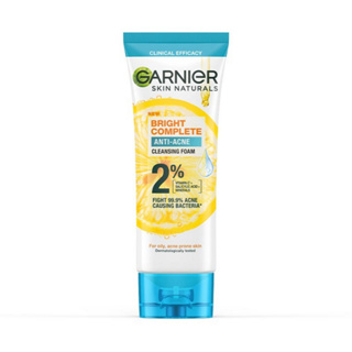 GARNIER BRIGHT COMPLETE ANTI-ACNE CLEANSING FOAM (100 มล.) การ์นิเย่ ไบรท์ คอมพลีท แอนตี้-แอคเน่ คลีนซิ่ง โฟม