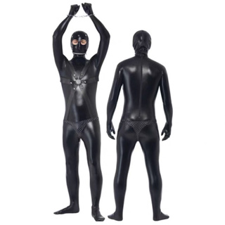 ZF3005 ชุดGimp Suit Costume Mens ชุดหนังดำ ชุดเซ็กซี่ผู้ใหญ่ 🚚ด่วนมีส่งGrabค่า
