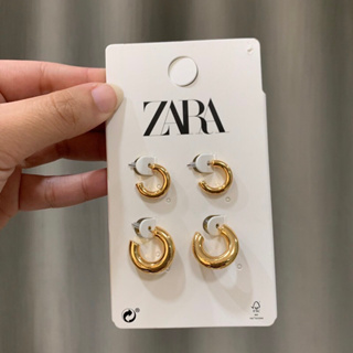 Zara แท้ ต่างหูแบบห่วง 1 เซท ได้ 2 คู่ 2 size สี gold คุ้มมากกก ราคา 190.-