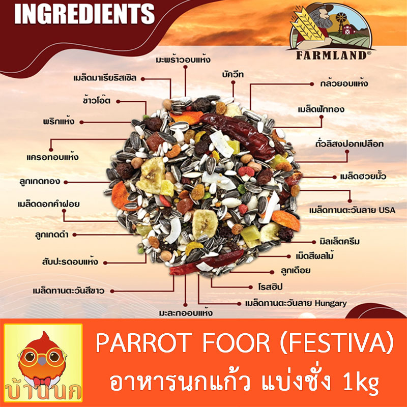 อาหารนกแก้ว-farmland-festiva-1kg-แบ่งชั่ง-อาหารนก-พรีเมียม-นกแก้ว-ฟาร์มแลนด์-เฟสติวา-กระตั้ว-ไฮยาซิน-มาคอว์-อเมซอน