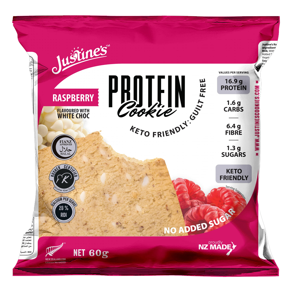 Justine's Raspberry White Choc Protein Cookie คุกกี้ คีโต ไม่เติมน้ำตาล ...