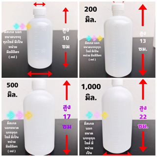 พร้อมส่ง! ขวดยาน้ำ250/500/1000 ml แบบมีสเกล  ขวดฝาเกลียว ขวด 250 ml Plastic Bottle ขวดพลาสติก ขวดเปล่า ขวดPE