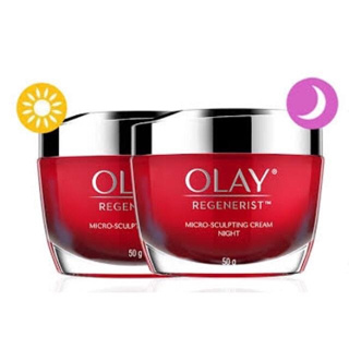 (แพ็คคู่สุดคุ้ม) Olay Regenerist Micro-Sculpting โอเลย์ รีเจนเนอรีส ไมโคร-สกัลป์ติ้ง เดย์ครีม 50g. + ไนท์ครีม 50g.