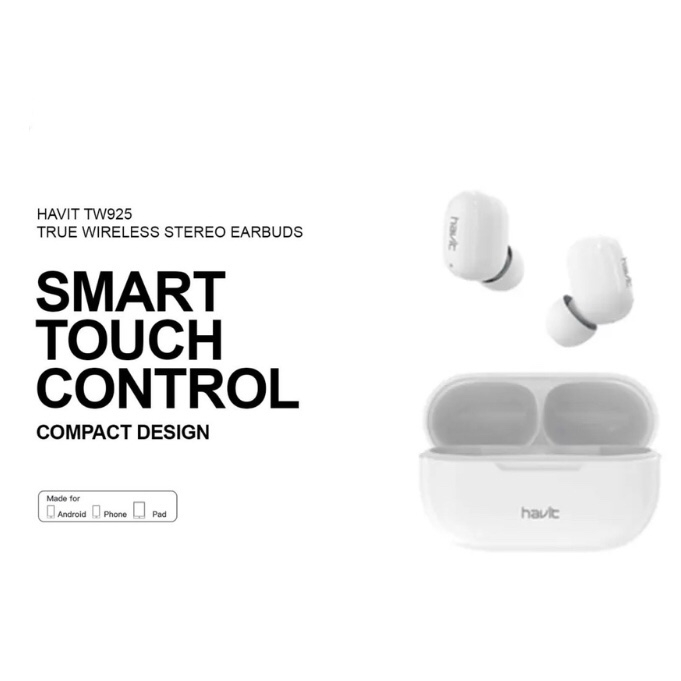 havit-tw925-หูฟังบลูทูธ-ไร้สาย-สีขาว-true-wireless-stereo-earbuds-รับประกัน1ปี-หูฟังเอียร์บัด-bluetoothversion5-1