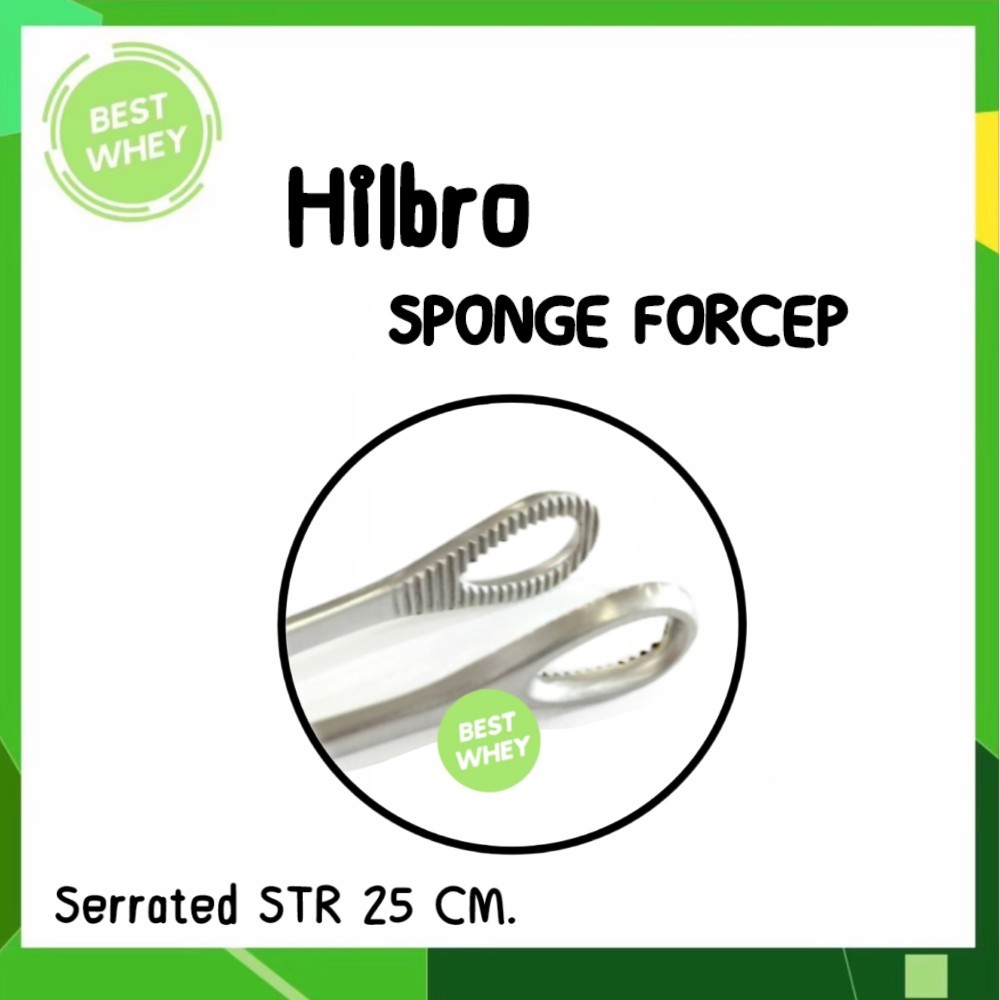 hilbro-sponge-forcep-serrated-str-25-cm-คีมหนีบสำลี-6039