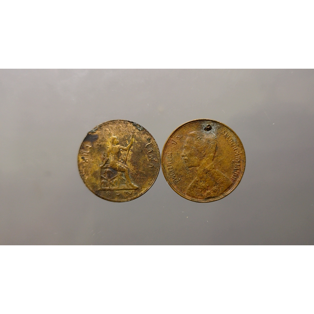 ชุด-2-เหรียญ-เหรียญกษาปณ์ทองแดง-โสฬส-พระบรมรูป-พระสยามเทวาธิราช-รัชกาลที่-5-ร-ศ-109