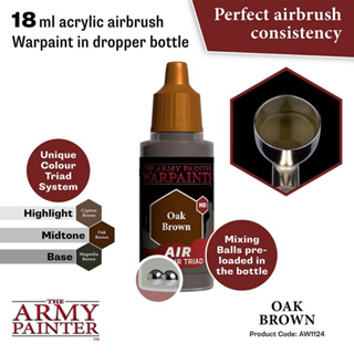🔥มีของพร้อมส่ง🔥 Army Painter Air Oak Brown - 18ml AP-AW1124 สีอะคริลิค สูตรพ่น ใช้ร่วมกับ Airbrush Water Based Acrylic