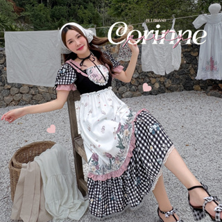 R160 Corinne Party : Maxi Dress ต้าวเดรสยาวสก๊อต