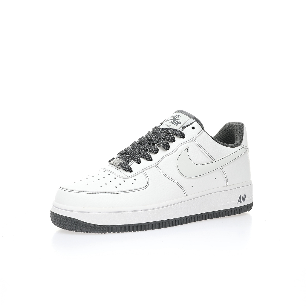 nike-air-force-107-lv8-low-สีขาว-สีเทาเข้ม-สะท้อนแสง-รองเท้ากีฬาลำลอง-หนังสีขาวสีเทาเข้ม-3m-angel-สะท้อนแสง-mm3603