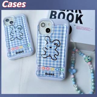 คูปองเคลม🎀เคสไอโ case for iphone 11 12 การ์ตูนกระต่ายลายสก๊อตที่เรียบง่าย เคส 14 13 12 11 pro max เคสมือถือกันกระแทก