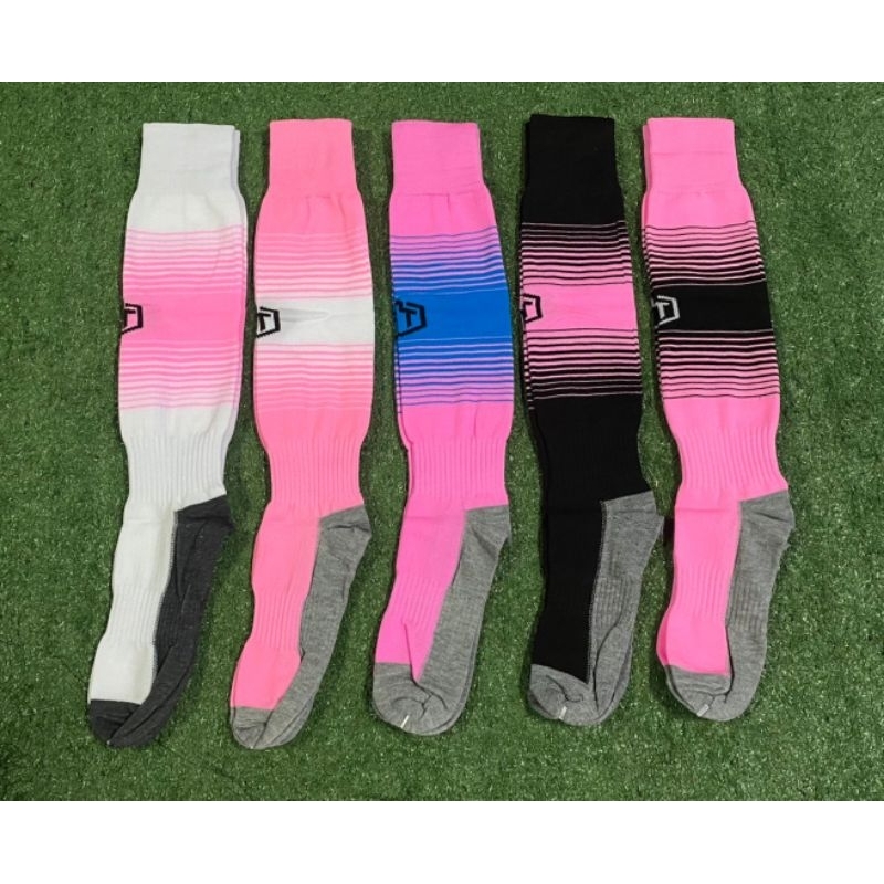ถุงเท้าฟุตบอลยาวโทนสีชมพู-mt-สีสด-ไม่ย้วยง่าย