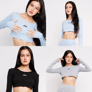 Dime Dynasty RIBBED LONG SLEEVE CROP TOP