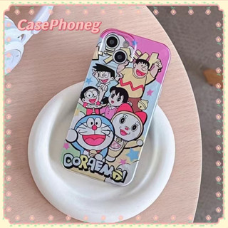 🍑CasePhoneg🍑การ์ตูน โดราเอมอน สีชมพู น่ารัก น่าสนใจ iPhone 11 14 pro max ป้องกันการหล่น ขอบเต็ม case for iPhone 12 13