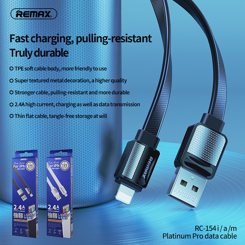 สายชาร์จ-2-4a-remax-rc-154-fast-charging-for-lghtning-micro-type-c-ชาร์จเร็ว-usb-data-cable