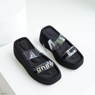 CHANI : K88-8 l New Sandals รองเท้าแตะ เสริมส้น ดีเทลตัวอักษรด้านหน้า