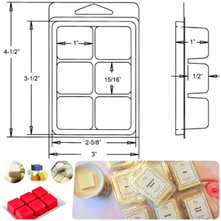 กล่องพลาสติก 6 หลุม ใส่wax melt  (แพ๊ค 10อัน) Candle Clamshell Wax Melt แม่พิมพ์แว๊กซ์ สำหรับเทเทียน