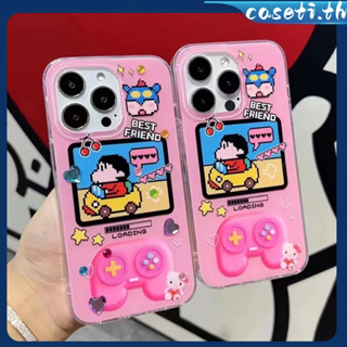 คูปองเคลม🎀เคสไอโ case for iphone 11 12 เกมคอนโซลชินจังสีชมพูน่ารัก เคส 14 13 12 11 pro max เคสโทรศัพท์มือถือที่สร้างสร