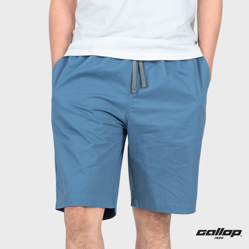 GALLOP : Twill Shorts กางเกงขาสั้นเอวยางยืดผู้ชาย รุ่น GS9027 สีฟ้าคราม ...