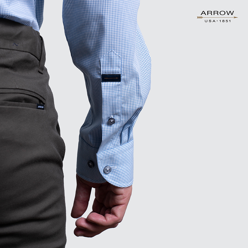 arrow-wrinkle-free-shirt-สวมใส่สบาย-ดูแลรักษาง่าย-เสื้อเชิ้ตแขนยาวสีน้ำเงิน-ทรงsmart-fit-รหัส-macm205-bu