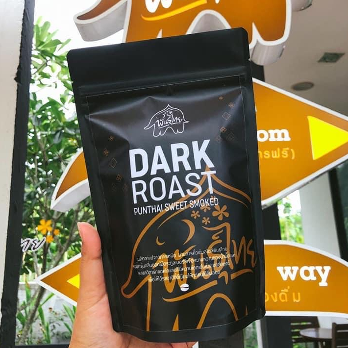 พันธุ์ไทยเมล็ดกาแฟคั่วเข้มไม่บดและบด arabica100% Punthai | Shopee Thailand