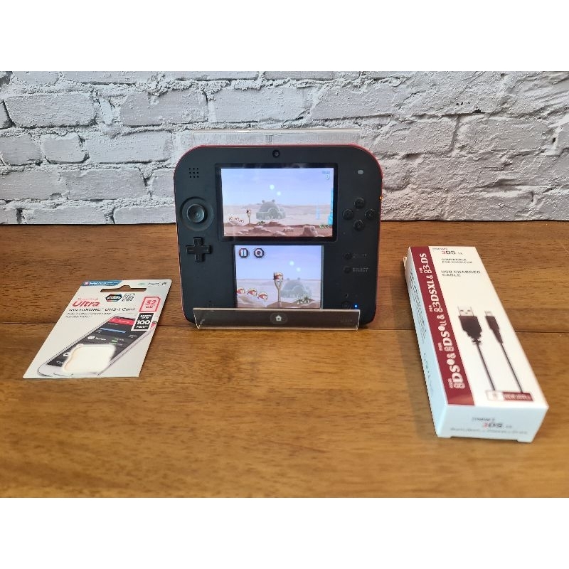 nintendo-2ds-red-console-สีเเดง-เมม32gbแปลงแล้วลงเกมไว้-25เกม