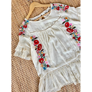 Minidress x cotton ปักสวย แขนระบายชายระบาย น่ารักมาก อก 48 ยาว 29 Code: 1172(7)