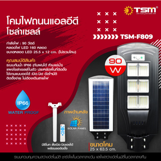 โคมไฟถนนพลังงานแสงอาทิตย์ (โซล่าเซลล์) รุ่น TSM-F809 (90W) และ รุ่น TSM-F812 (120W)  และ รุ่น TSM-F960(600W) กันน้ำ