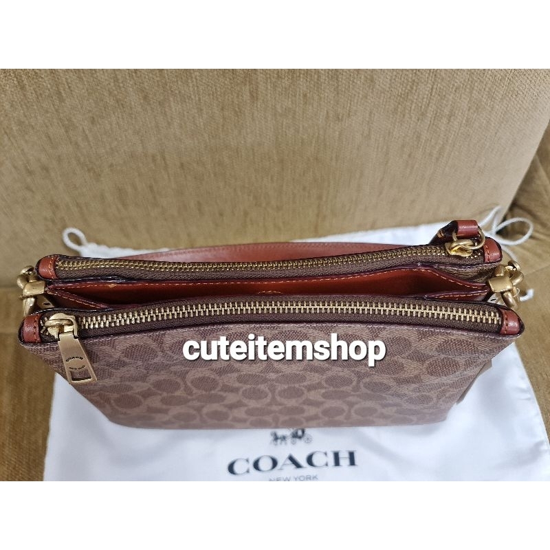 ของแท้-ใหม่-coach-double-zip-shoulder-bag-c0696