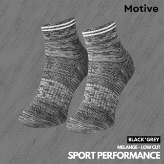 MOTIVE SOCK SPORT PERFORMANCE MELANGE BLACK/GRAY LOW CUT - ถุงเท้าสำหรับออกกำลังกาย