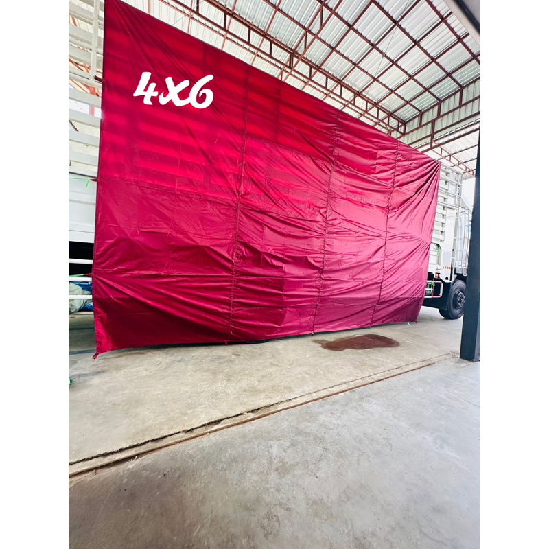 ผ้าร่ม-ผ้าใบฟลายชีท-เคลือบสารสะท้อนรังสี-uv-4x6หลา-3-60x5-40m-สีแดงเลือดหมู