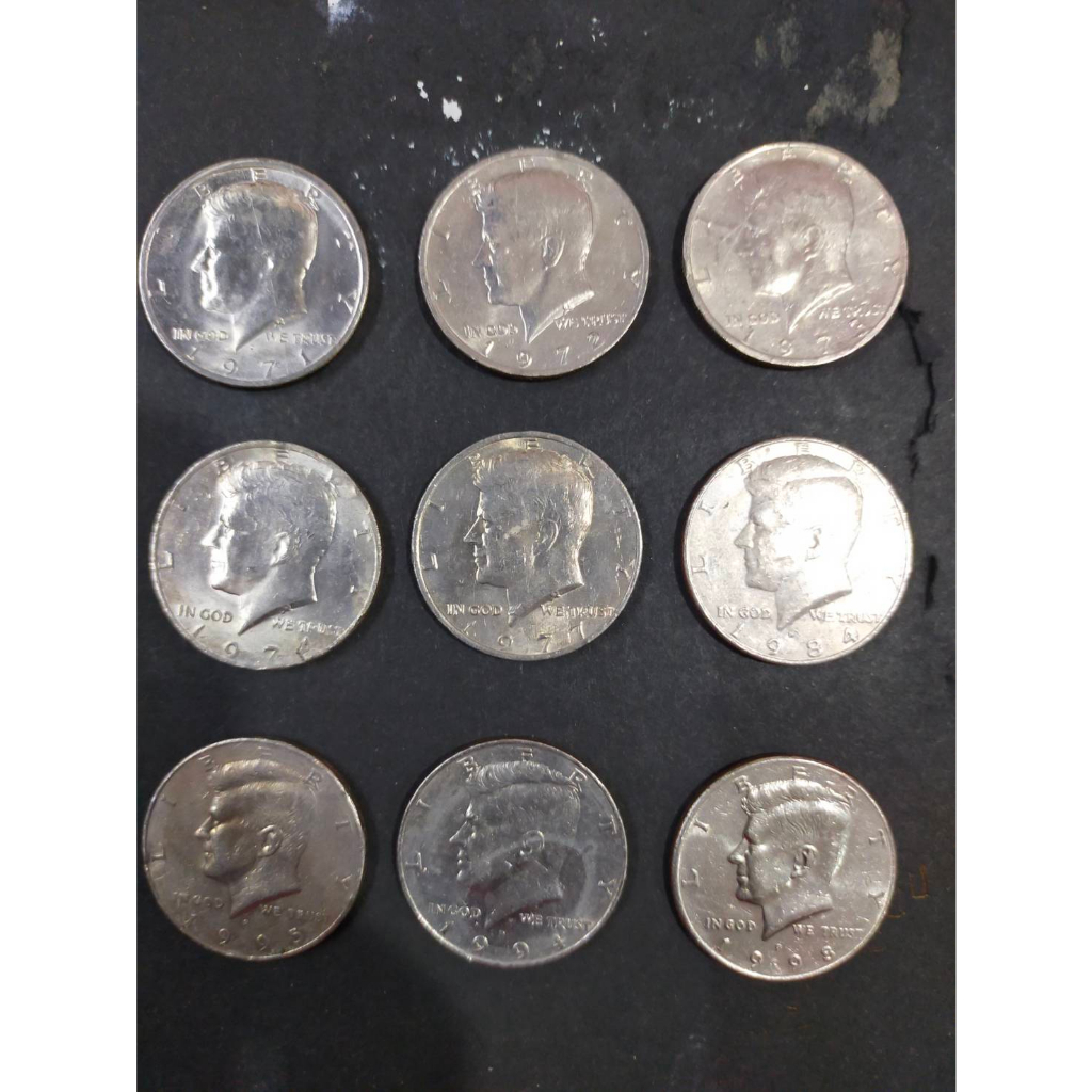 เหรียญกษาปณ์อเมริกาเก่า-half-dollar-รวม-9-เหรียญคละปี-ค-ศ