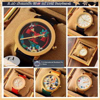Tory burch สุภาพสตรีนาฬิกาคู่ Tlogo ปัก Iconic ควอตซ์นาฬิกาผู้หญิงเรียบง่ายสบาย ๆ สายหนัง 30 เมตรชีวิตกันน้ำ