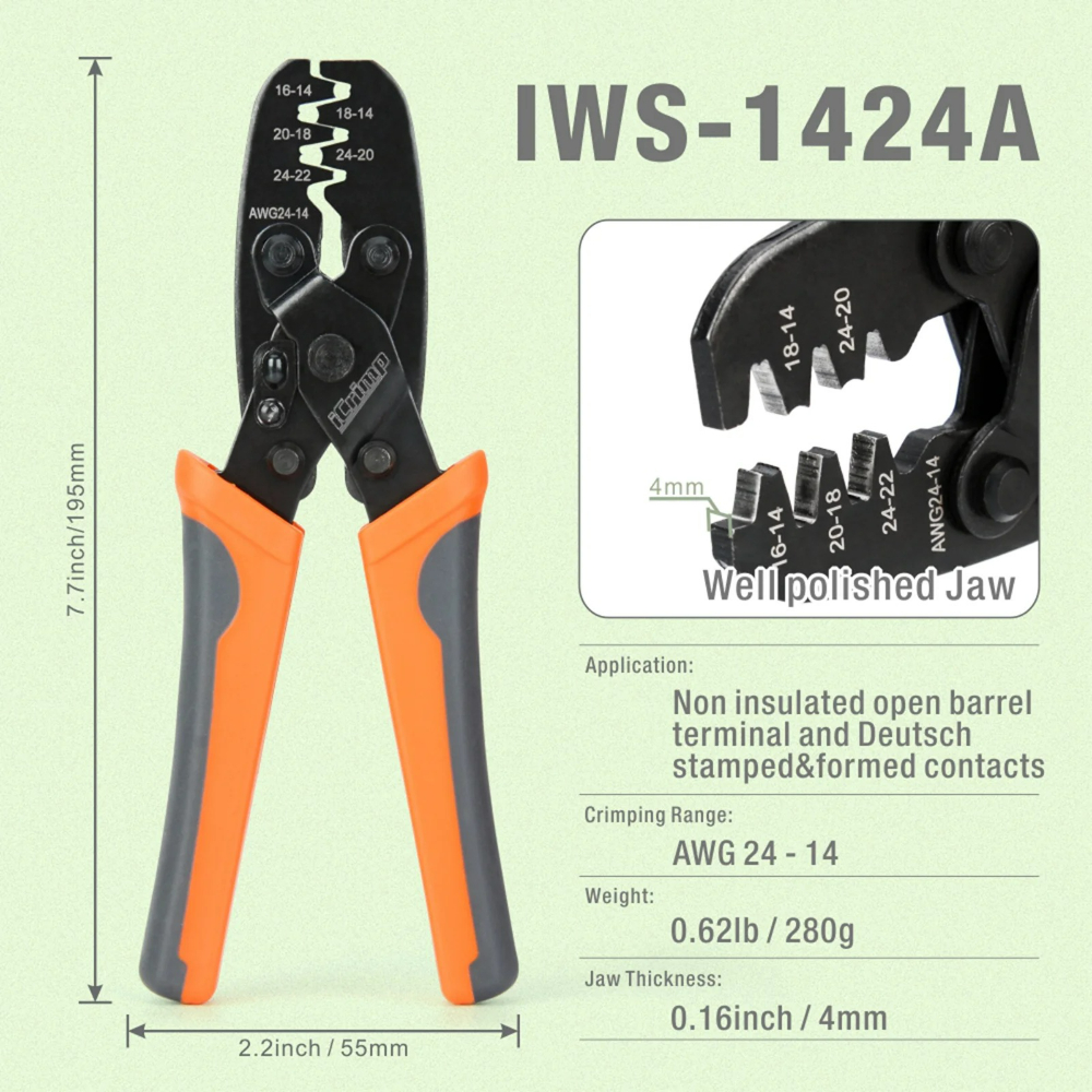 คีมย้ำสายไฟ IWISS IWS-1424A / IWS-1424B คีมย้ำขั้วต่อสายไฟ | Shopee ...