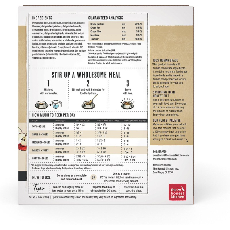 อาหารสุนัข The Honest Kitchen สูตร Whole Grain Beef Recipe Dehydrated ...