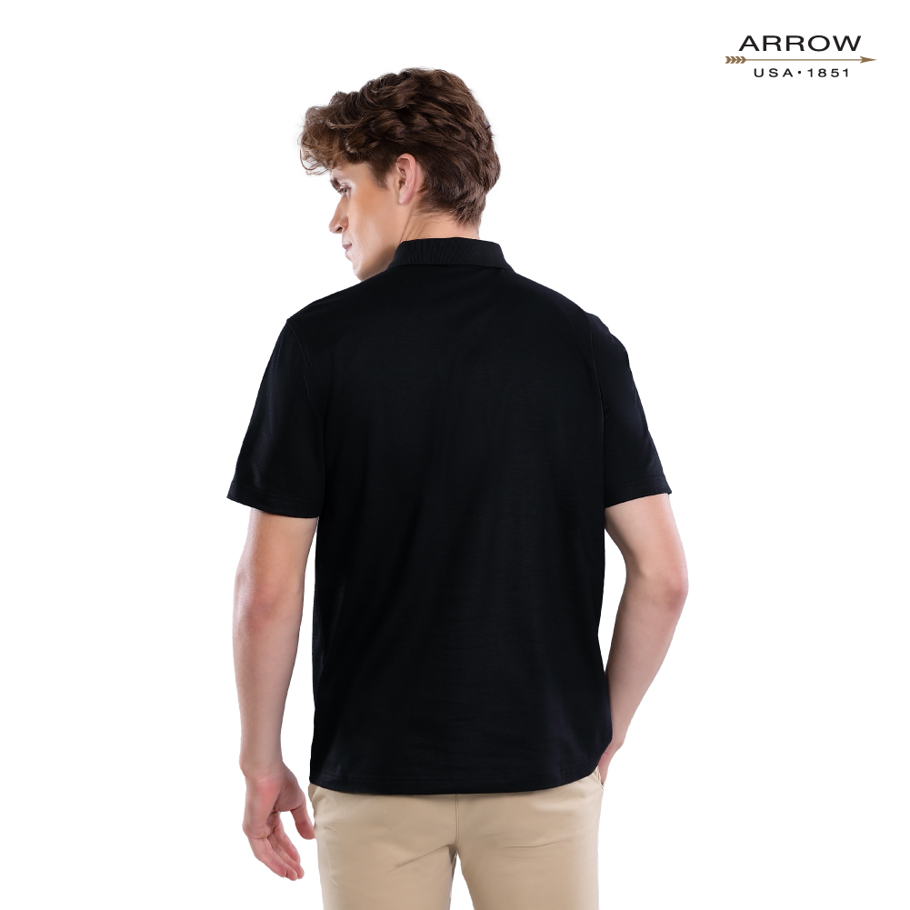 arrow-polo-เสื้อยืดโปโล-ทรง-comfort-fit-ผ้าcotton-100-สีดำ-mpcc815s3crbl