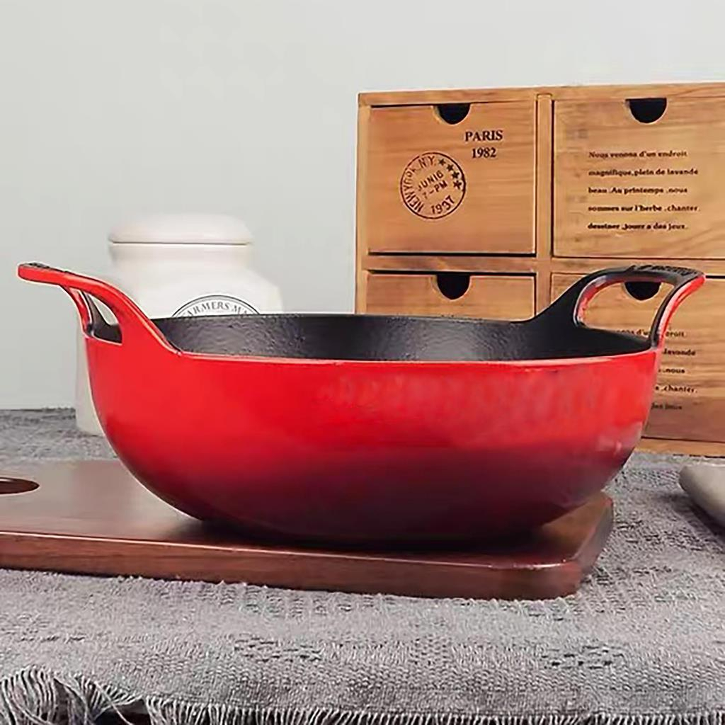 french-le-creuset-brand-frying-pan-cast-iron-frying-pan-helmet-stewing-pan-wooden-lid-24cm-enamel-pot