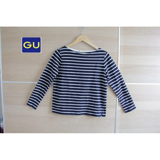 GU x cotton x M ลายทางดำ อก 36 ยาว 21 • Code : BM6(1)