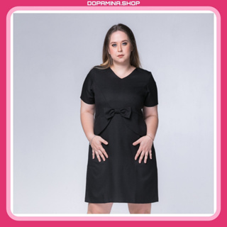 DOPAMINA เดรสสาวอวบ เสื้อผ้าสาวอวบ สีดำ [XL-4XL] รอบอก 40 - 46 นิ้ว [DPM-007 Ready dress]