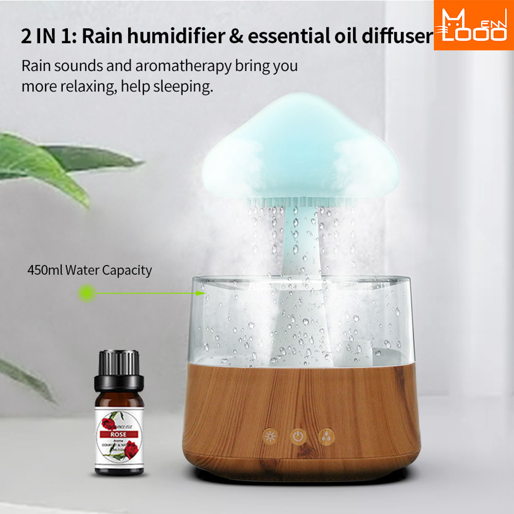 Rain Drop Humidifier ไฟ LED กลางคืน USB เครื่องกรองน้ำมันหอมระเหยสำหรับ ...