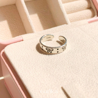 (กรอกโค้ด 72W5V ลด 65.-) earika.earrings - mariposa flat ring แหวนเรียบหนาลายผีเสื้อเงินแท้ ฟรีไซส์ปรับขนาดได้