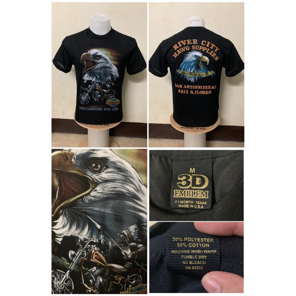 เสื้อฮาเลย์-harley-davidson-ป้าย-3d-emblem-ผ้าบาง50-50-ลายที่-b001-b012