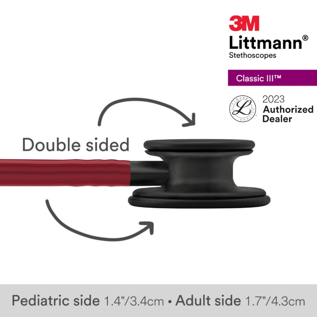 3m-littmann-classic-iii-27-inch-5868-burgundy-tube-black-finish-chestpiece-stainless-stem-amp-eartubes