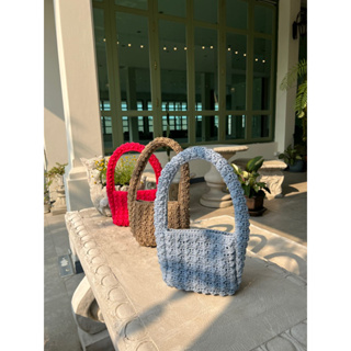 crochet bag handmade กระเป๋าเชือกถักสไตล์เกาหลี กระเป๋าถัก กระเป๋าไหมพรม (พร้อมส่ง)