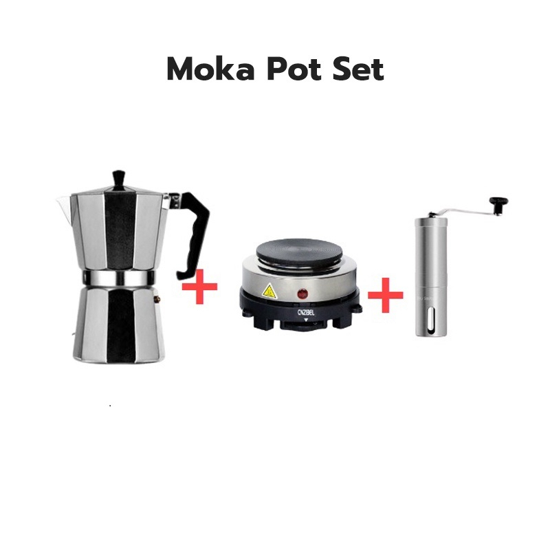 ชุดหม้อต้มกาแฟ-mocha-moka-pot-nespresso-3-6-ถ้วย-พร้อมเตาไฟฟ้า500w-ที่บดกาแฟ-ชุดออกร้าน-ชุดเริ่มต้น-xbdk