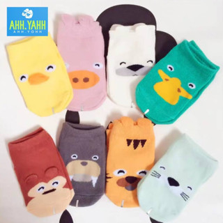 ahhyahhshop ถุงเท้าเด็กลายการ์ตูน น่ารักๆ  KIDs SOCK เด็กแรกเกิดถึง2ขวบ มีกันลื่น