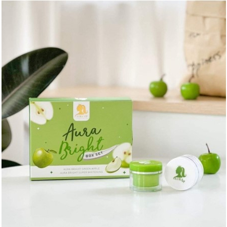 ออร่าไบร์ท-แบรนด์ออร่าวีไอพี-aura-bright-green-apple-cream-ครีมแอปเปิ้ล-01241-1-เซ็ท-มีครีม2-กระปุก